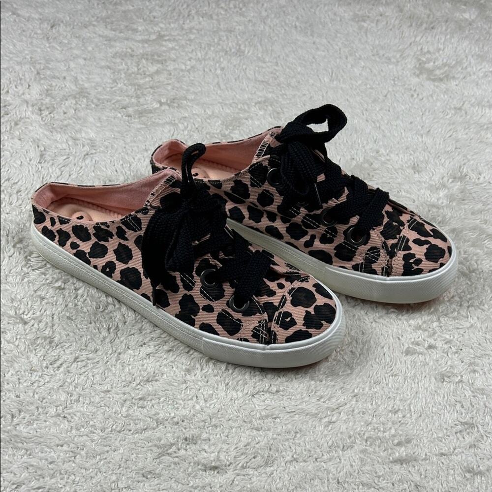 Rocket Dog pink leopard print canvas slip on mule sneakers, size‎ 10